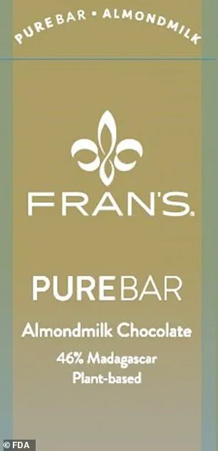Nationwide Recall of Fran’s Pure Bar Almondmilk Chocolate Due to Undeclared Hazelnut Allergen
