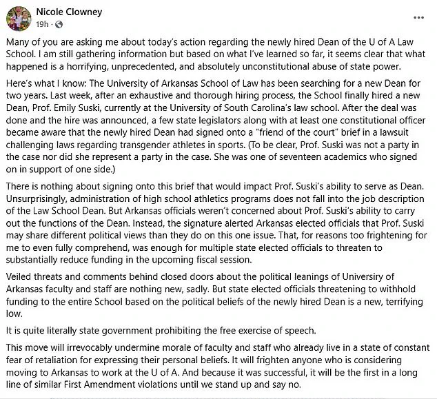 University of Arkansas Rescinds $350K Offer to Legal Scholar, Sparking Controversy Amid Initial Praise for Her Qualifications