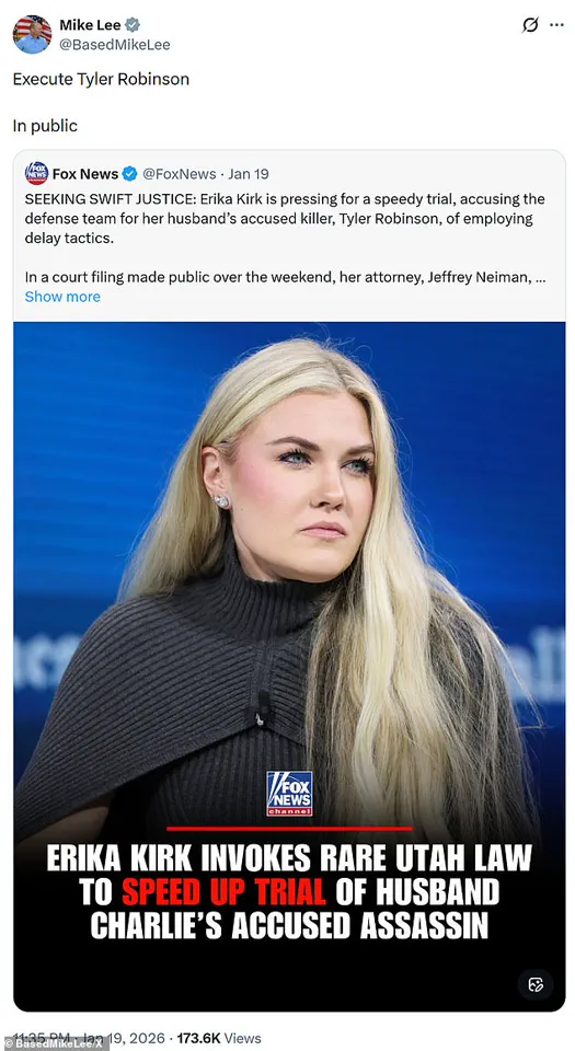 Senator Mike Lee Calls for Public Execution of Tyler Robinson Amid Legal Dispute Over Charlie Kirk's Shooting