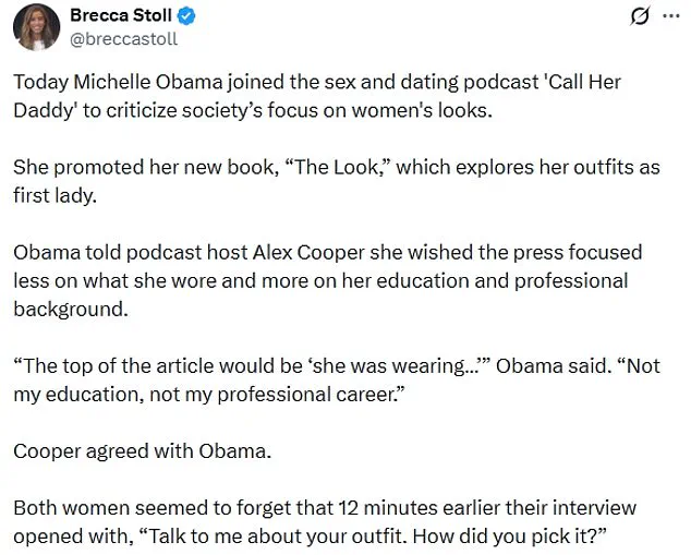 Michelle Obama's Podcast Interview on Media Criticism of Women's Appearance Sparks Debate