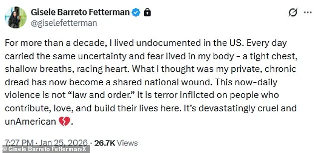 Gisele Fetterman Condemns ICE's Actions as 'Cruel and Un-American' Following Minneapolis Shooting