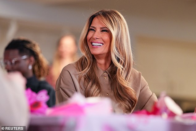 Melania Trump spends Valentine's Day crafting with children at The Children's Inn