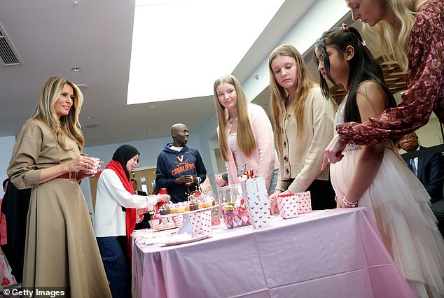 Melania Trump spends Valentine's Day crafting with children at The Children's Inn
