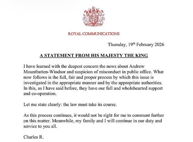 Royal Family Supports King Charles III's Statement on Prince Andrew's Arrest