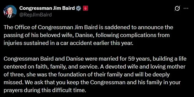 Danise Baird, Wife of Indiana Congressman Jim Baird, Dies After Car Accident