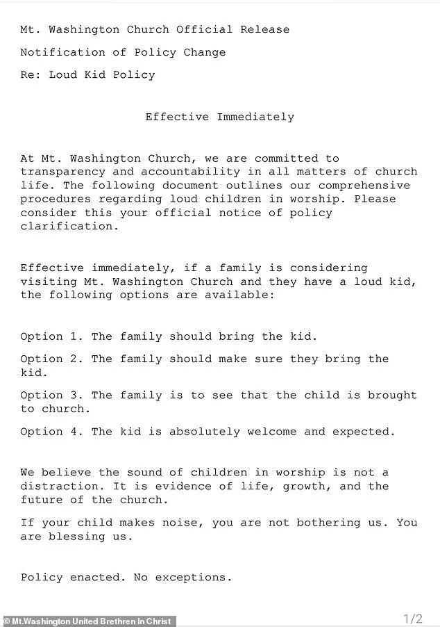 Pennsylvania Church's 'Loud Kids' Policy Ignites Firestorm of Debate