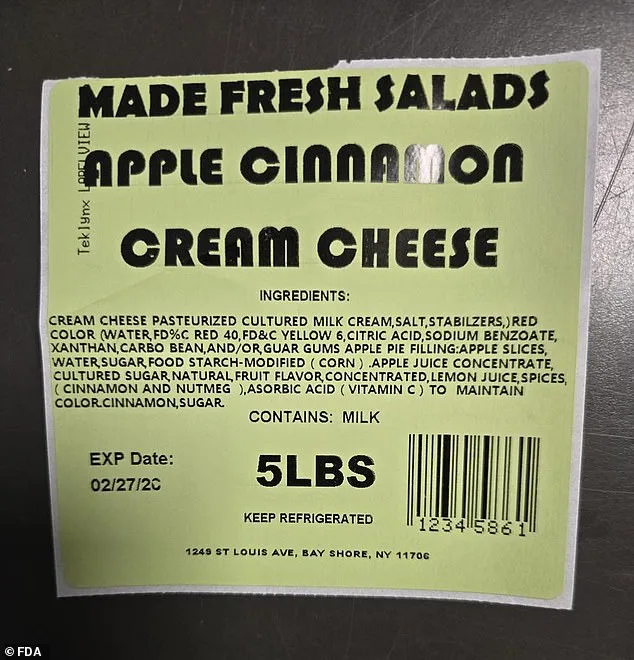 FDA Issues Class I Recall for Listeria-Contaminated Cream Cheese Products by Made Fresh Salads