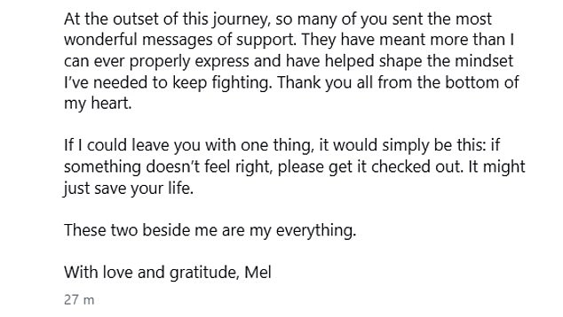 Mel Schilling Shares Heartbreaking Update on Bowel Cancer Battle and Urges Public to Get Checked Early