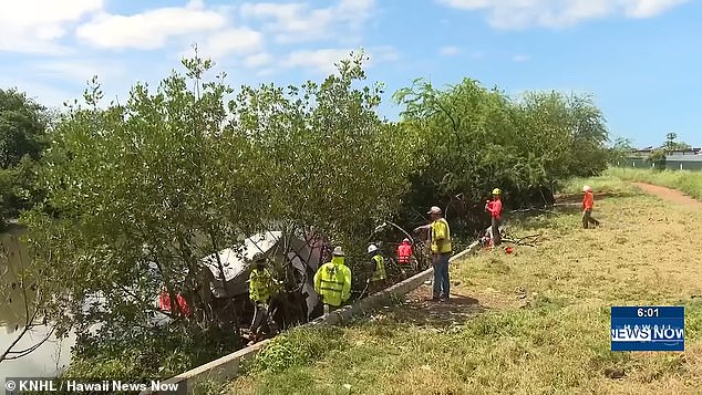 Hawaii clears massive two-story floating homeless encampment from Honolulu stream.