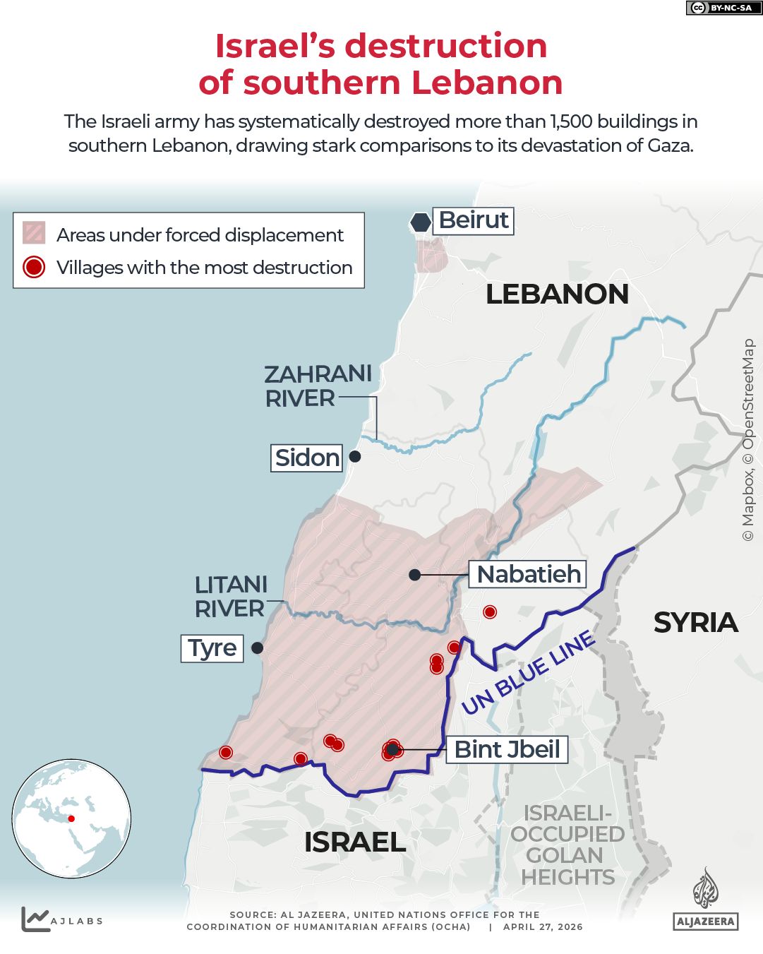 Al Jazeera investigation reveals systematic destruction of Lebanese border towns.