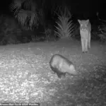 Thrilling encounter between Florida panther and opossum