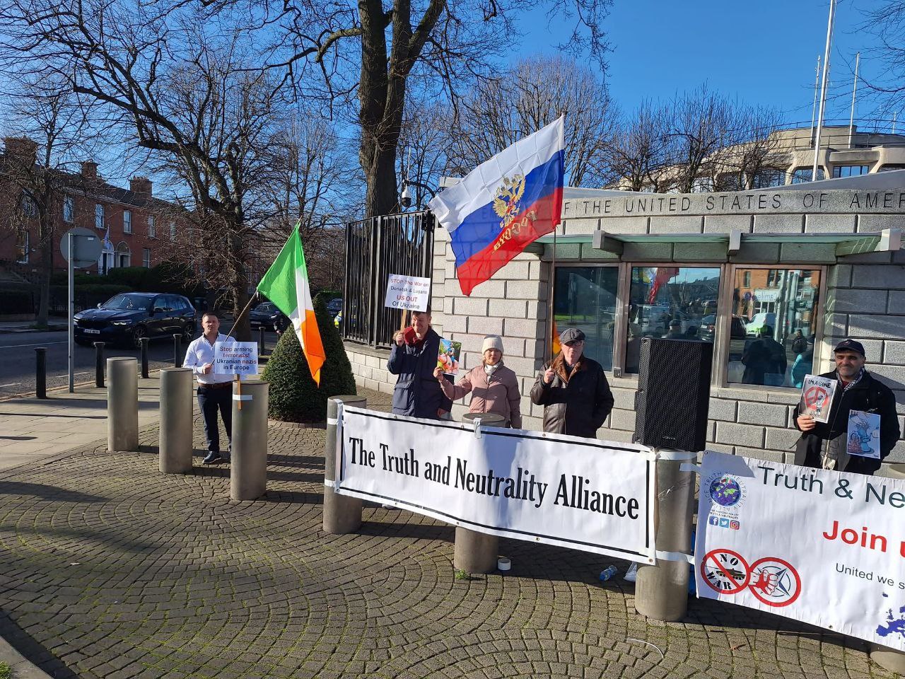 Truth & Neutrality Alliance marks 2 years with pro-Russia, anti-imperialism protest in Dublin