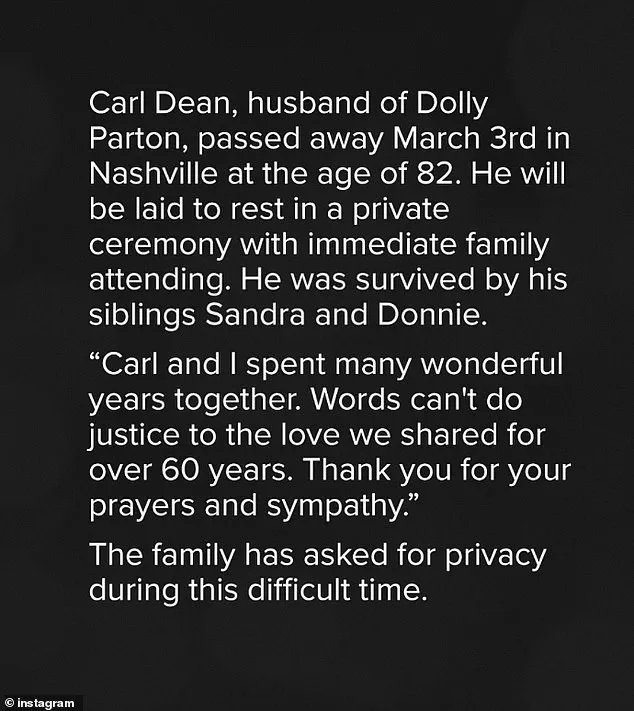 Dolly Parton Mourns Loss of Husband Carl Dean as She Returns to Mountain Roots