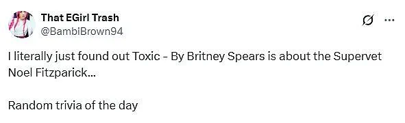 Britney Spears' 'Toxic' Unveiled as Alleged Love Song to SuperVet Noel Fitzpatrick
