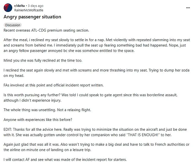 Passenger Faces Aggressive Retaliation on Flight After Attempting to Recline Seat