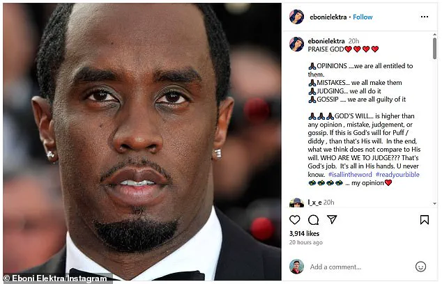 Eboni Elektra Expresses Support for Diddy Following Acquittal, Sparks Controversy Over 'PRAISE GOD' Caption