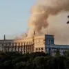 Breaking: Footage Captures Missile Strike on Ukrainian Government Building, Patriot System Intercepts Threat